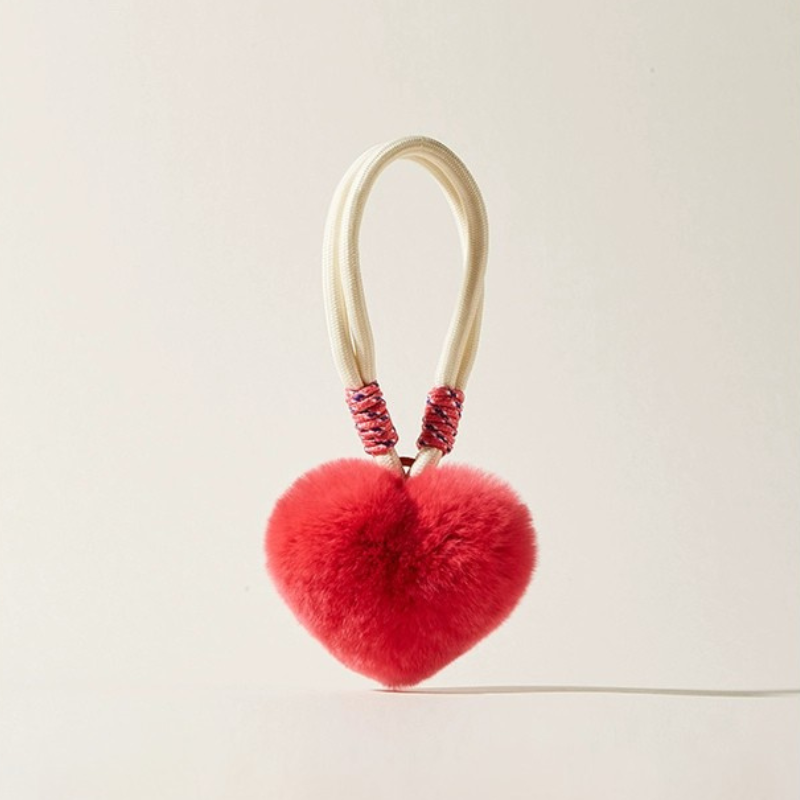 Fuzzy Love Heart Purse Charms