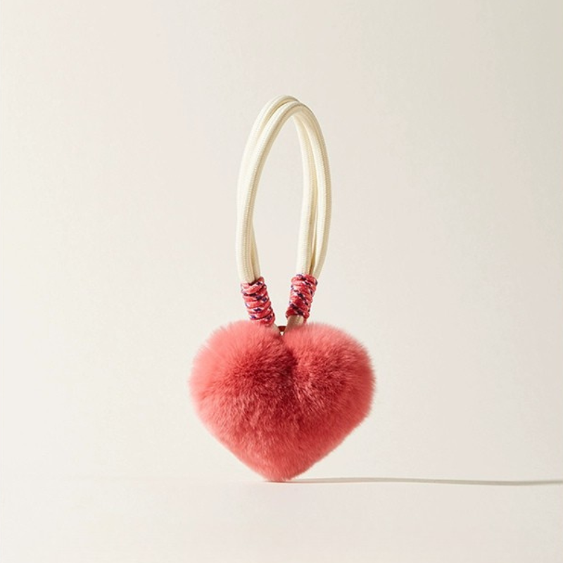 Fuzzy Love Heart Purse Charms